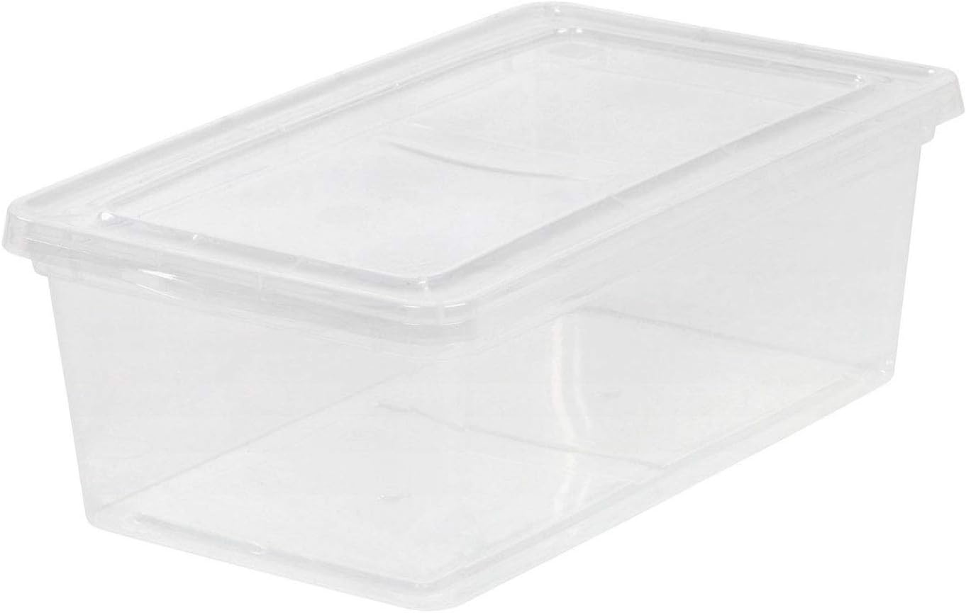 IRIS USA 12-Pack Plastic Storage Bins with Lids, 7 Quart Stackable Clear Organizing Containers, Durable BPA-Free Latching Boxes for Home, Office, Garage & Closet Organization, Medium Size, Clear