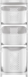 3-Tier Rolling Laundry Basket Organizer Sorter with Wheels, Vertical Removable Dirty Clothes Laundry Hamper Cart for Laundry Room Organization Dorm, Closet, Bathroom