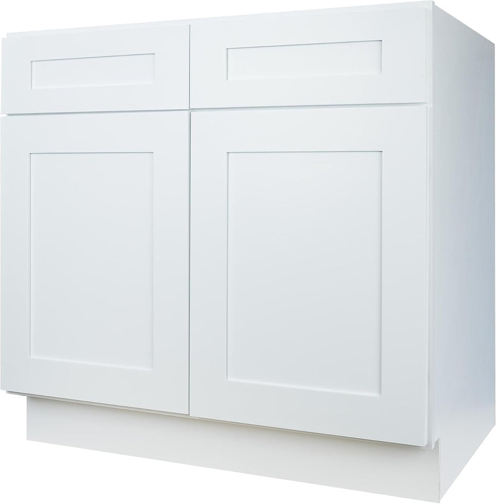 Hollywood Fabiani Design Base Kitchen Cabinet - 33 in. W x 24 in. D x 34.5 in. H, Shaker White, Solid Wood Frame, 1/2-Inch Cabinet-Grade Plywood Box, Soft-Close Door, Ready to Assemble