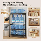 Wooden Clothes Rack with Shelves, Free Standing Bamboo Wardrobe on Wheels, Open Wardrobes for Bedroom, Versatile Garment Rail, Stylish Storage Solution