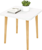 Funecy Square End Table Low Table with 4 Solid Wood Sturdy Legs,Floor Table Desk for Sitting on The Floor,20"(L) x 20"(W) x 20"(H),Living Room/Toy Room Furniture,Rental House Furniture(White)