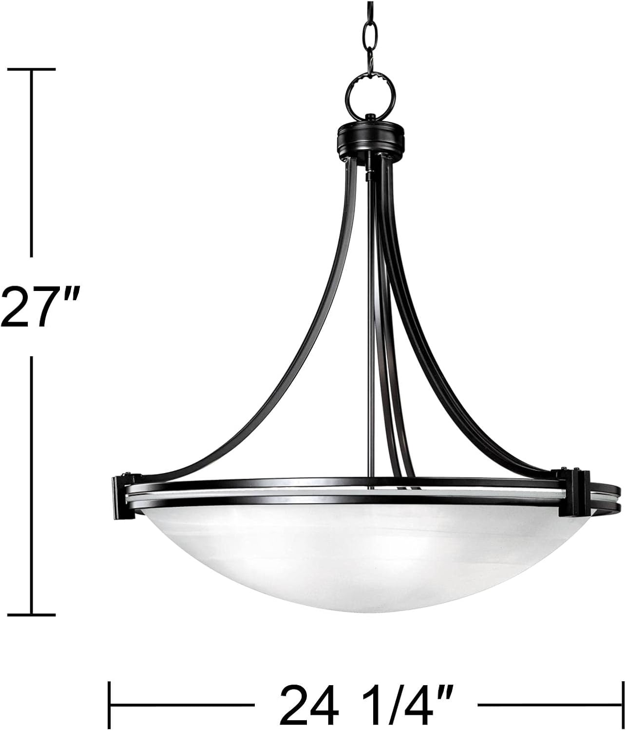 Possini Euro Design Deco Oil Rubbed Bronze Pendant Chandelier 24 1/4" Wide Modern White Marbled Bowl Glass 5-Light Fixture Dining Room House Foyer Entryway Kitchen Bedroom Living Room High Ceilings