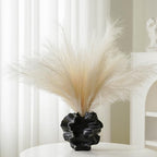 Modern Art Ceramic Coral Flower Vase Home and Office Decoration Sculpture Work Bohemian Decoration Coffee Table Office Bookshelf Living Room Decor (Black)