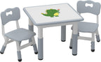 GAOMON Kids Table and 2 Chairs Set with Graffiti Desktop, Height Adjustable Toddler Table and Chairs Set for Reading, Drawing, Playing, Eating