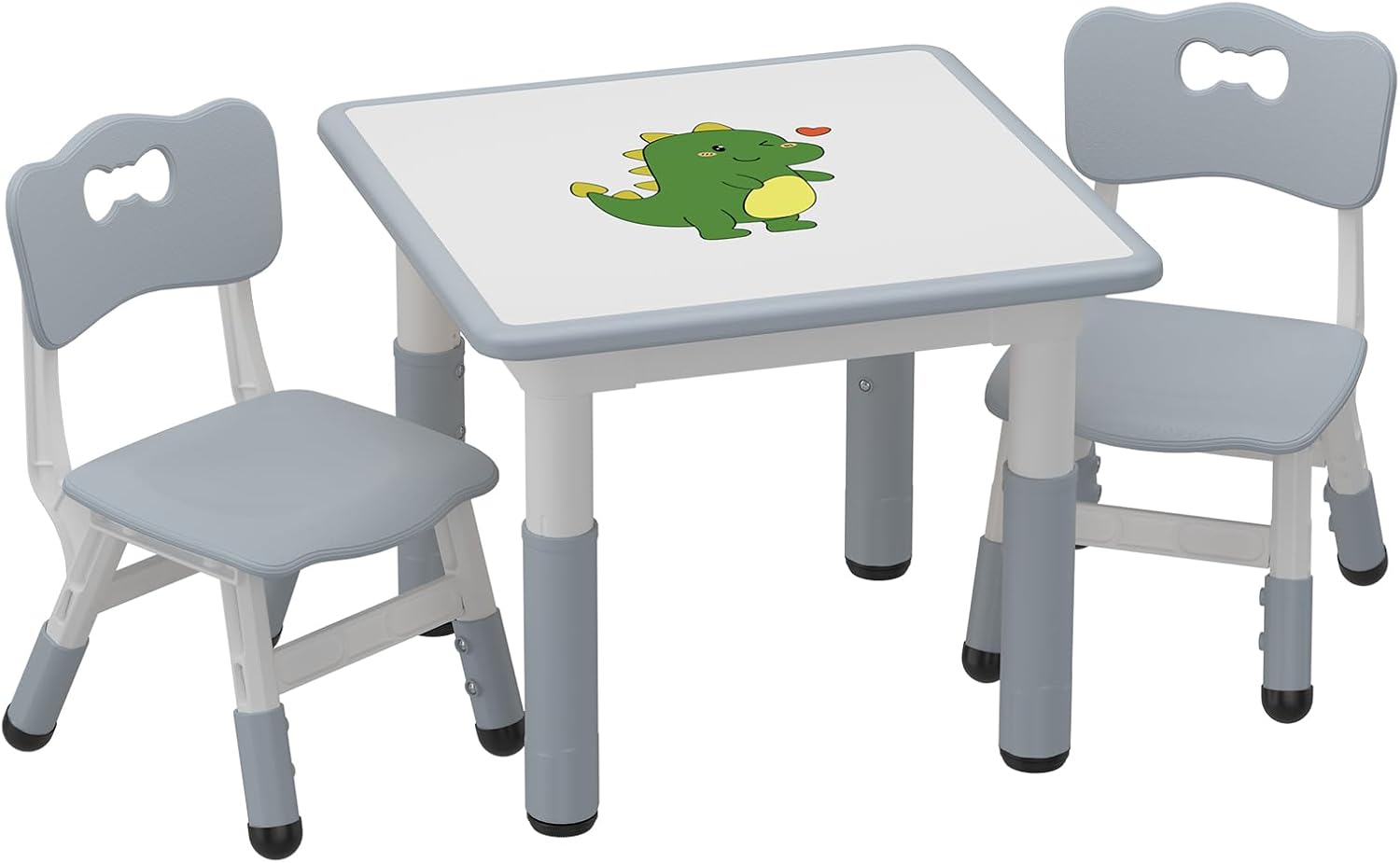 GAOMON Kids Table and 2 Chairs Set with Graffiti Desktop, Height Adjustable Toddler Table and Chairs Set for Reading, Drawing, Playing, Eating