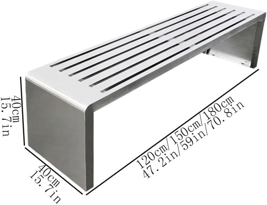 Garden Garden Metal Bench, No Backrest Stainless Steel Chair, for Outdoor Park Leisure Seating Seat(Medium)