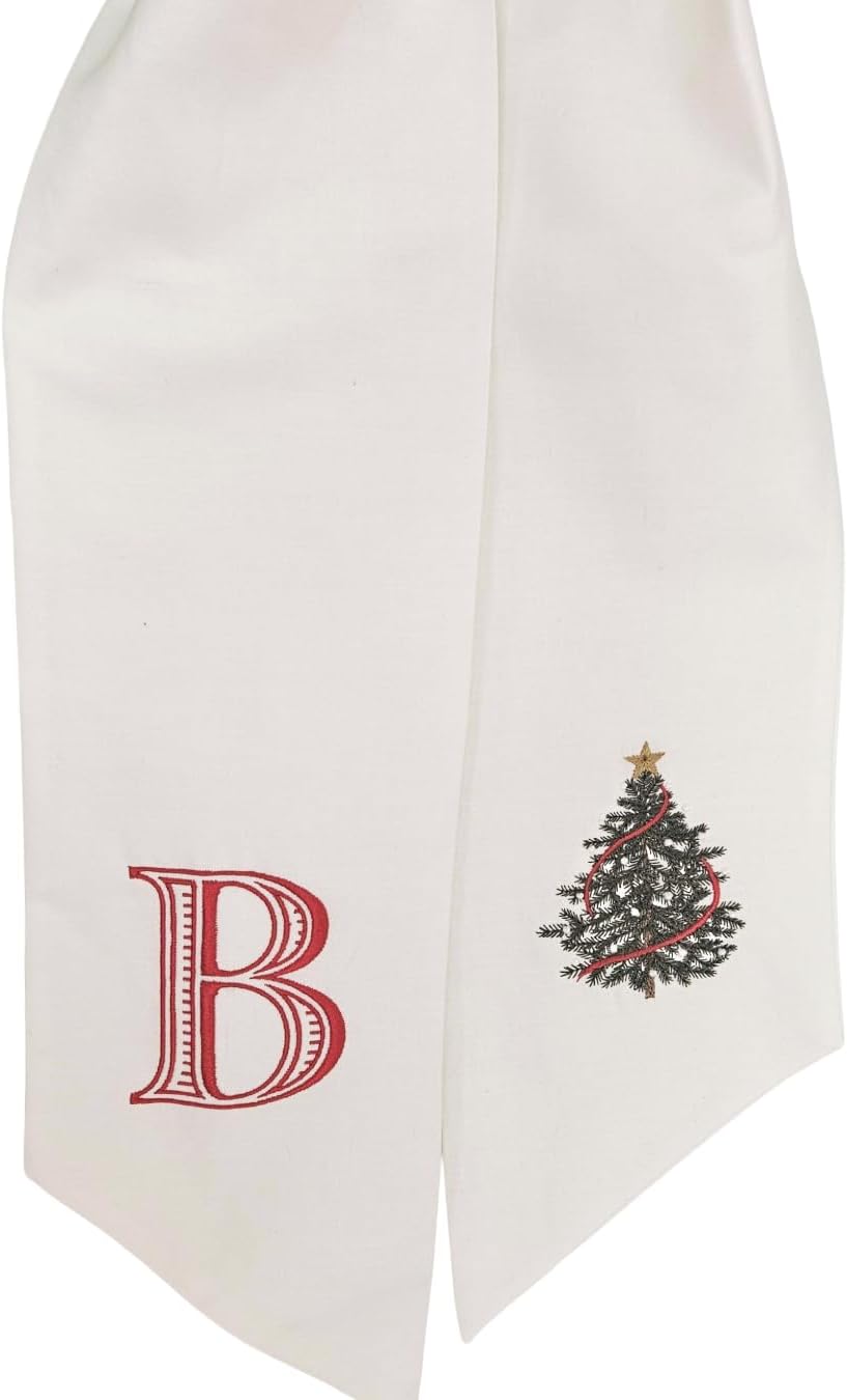 Monogram Christmas Wreath Sash: Embroidered Christmas Tree Design, Christmas Decor (Christmas Tree)