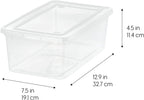IRIS USA 6-Pack Storage Bins with Lids, 6 Quart - Crystal Clear, Shoe Boxes Stackable Containers Organize Shoes Closet Shelves, Teacher Tools Classroom Organization, Game - BPA-Free Plastic