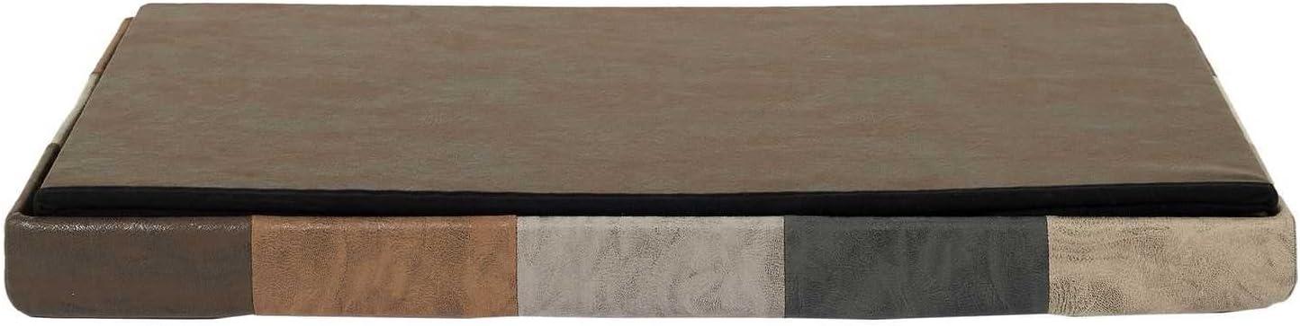 HOME DECO FACTORY, HD7666, Patchwork PU M2, Bistro Indus Furniture, Folding Chest and Bench, 76x38x38cm, Seat Height 38cm, Brown
