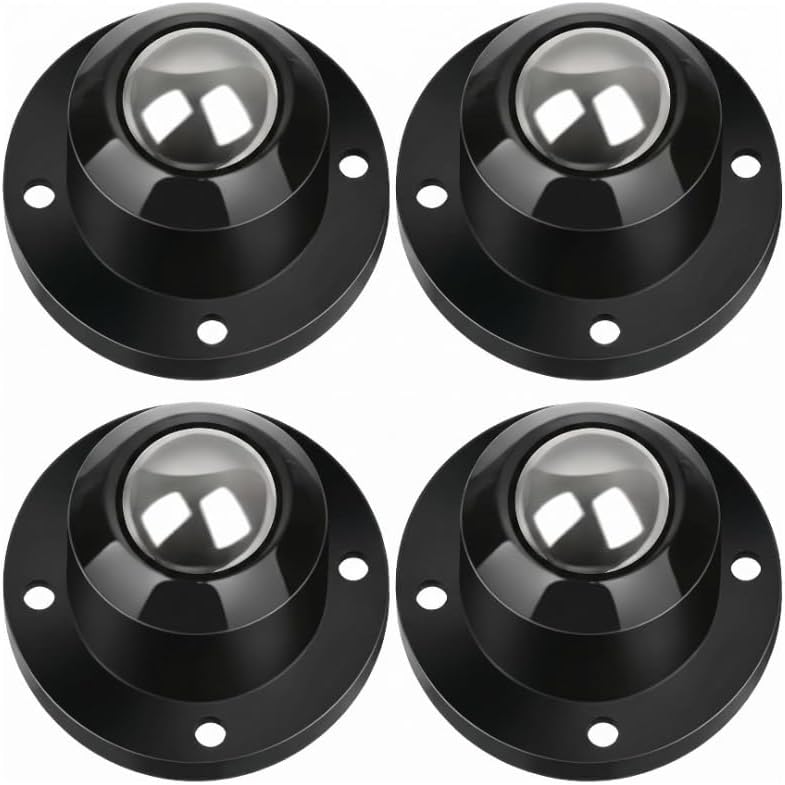 Storage Ottoman with Wheels, Storage Box, Trash Can - Stainless Steel Universal Pulley 360 Degree Rotating Swivel Wheels - 1 Inch Low Profile - Black - 4 Pack