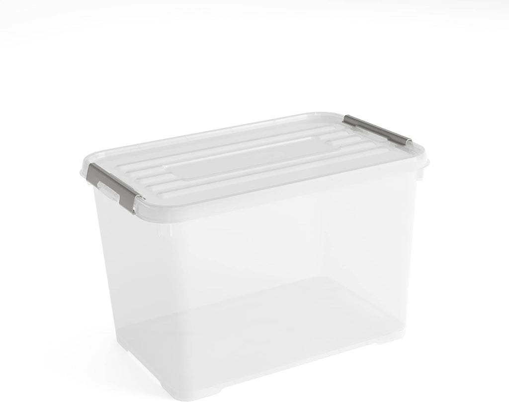 Allibert "Handy Plus Storage Box with Lid, Transparent/Silver, 65 Litre