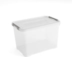 Allibert "Handy Plus Storage Box with Lid, Transparent/Silver, 65 Litre