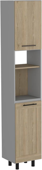 Hasselt Kitchen Pantry, Double Door, Six Shelves -Light Pine