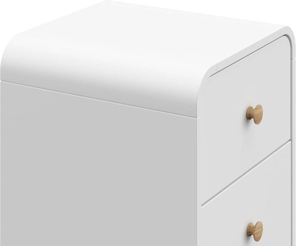 Storkcraft Next Santos 2-Drawer Nightstand, White with Natural | GREENGUARD Gold Certified, Pre-Installed Drawer Tracks for Easier Assembly, Nightstand Organizer for Kids Bedroom