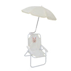 Kids Beach Chair with Umbrella Cute Cartoon Animal Print Foldable Portable Baby Camping Chair for Outdoor Activities (Rabbit)