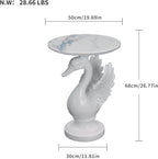 Sculptural Swan Head Side Table, Artistic Animal End Table with Faux Marble Top, Modern Accent Table for Living Room, Unique Home Decor Gift for Housewarming, 19.69" W x 25.5" H