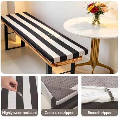 36x18/40x16/48x16 Outdoor Bench Cushion, Water-Resistant Patio Bench Cushions with Ties & Zipper, Non-Slip 2" Thick Bench Seat Cushion for Patio & Garden Furniture(Hazel,45x16x3 in)