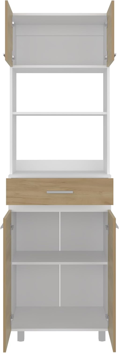 79" Tall Kitchen Pantry Cabinet with Storage,Open Shelves & Microwave Stand, Wooden Cupboard Credenza Bufffet Cabinet, Freestanding Kitchen Hutch for Living Room, Dining Room