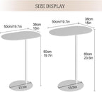 C-Shaped Side Table, Modern Metal End Table for Sofa Couch and Bed, Small Space Coffee Snack Tables, Minimalist Nightstand for Living Room Bedroom Office, White(Black,50x38x60cm)
