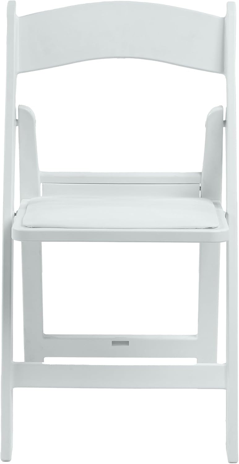 White Resin Folding Chairs - Stackable Chairs with Padded Seats, 800LB Weight Capacity Comfortable Chair - Indoor/Outdoor Folding Chairs for Events - Lightweight Foldable Chairs (10 Pack)