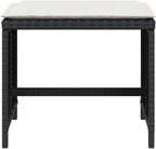4-Piece Garden Stool Set with Cushions, Black and Cream, Square Outdoor Stools with Removable Polyester Cushions, Metal Frame and PE Rattan, 242.5 lbs Capacity per Stool for Patio