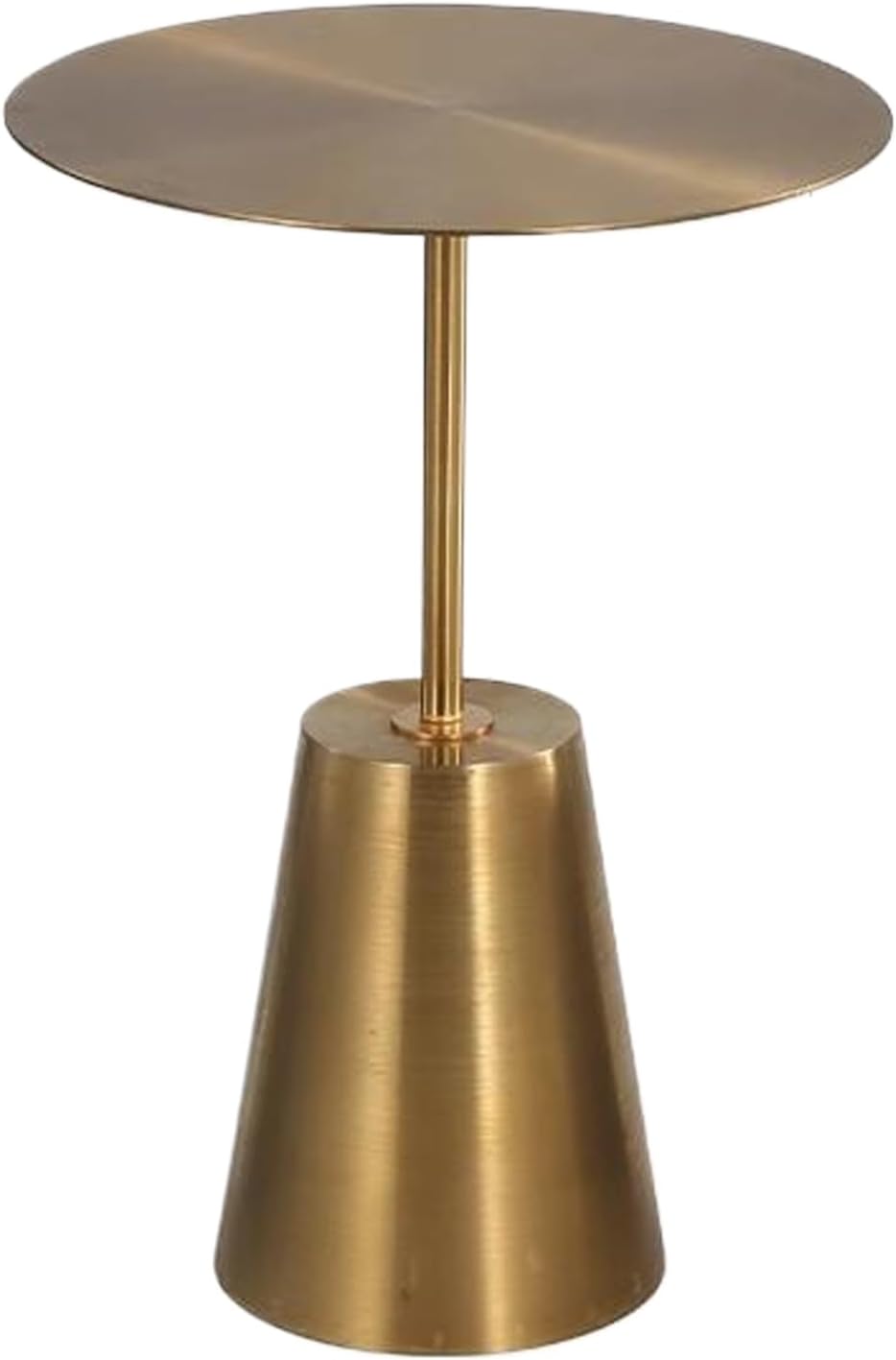 Industrial Metal Side Table Round Pedestal End Table,Compact Accent Coffee Table for Small Spaces, Living Room, Bedroom(19.69″×27.56″, Gold)