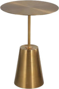 Industrial Metal Side Table Round Pedestal End Table,Compact Accent Coffee Table for Small Spaces, Living Room, Bedroom(19.69″×27.56″, Gold)