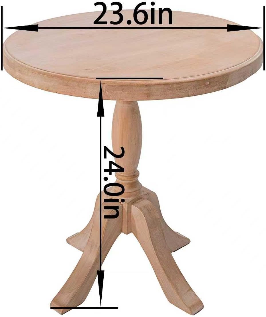 23.6'' Round Wooden End Table, Wooden Pedestal Side Coffee Tables, for Living Room, Bedroom, Entryway, Equipped with Two Stands, Available in Two Heights: 24.4'' and 28.4'', Natual