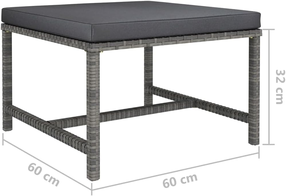 vidaXL Patio Footrest, Coffee Table Outdoor Footstool, Modular Seat with Tea Table, Outdoor Furniture Set for Garden, Rustic, Solid Teak Wood PE Rattan