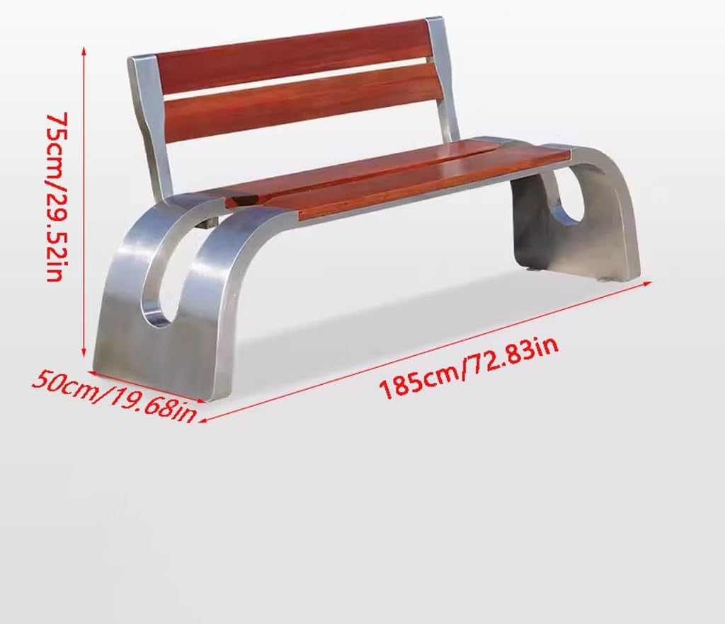 Patio Benches for Outdoors Outdoor Bench Solid Wood Community Square Stainless Steel Park Chair Garden Benches for Outdoors