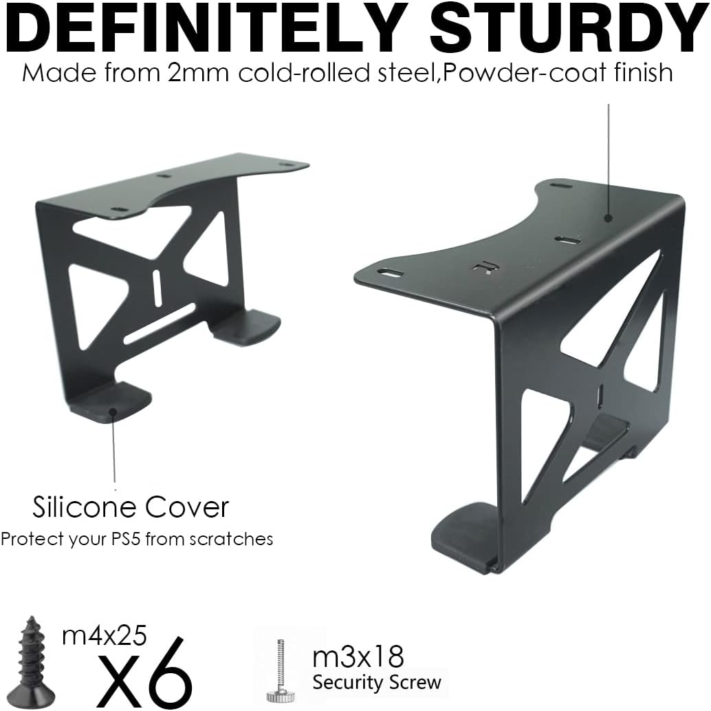 Monzlteck Under Desk Holder for PS5/PS5 Slim/Pro,Stealth Mount Compaitble with PlayStation 5 Disc & Digital Edition Console,Space Saving,DP-05