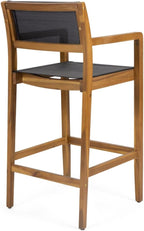 Christopher Knight Home Calista Acacia Wood Barstools with Outdoor Mesh (Set of 2), Teak and Black