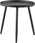 AOJEZOR Side Table Raised Edge: Iron End Table with Raised Rim for Young Families Small Space - No Too Required - Modern Style for Living Room