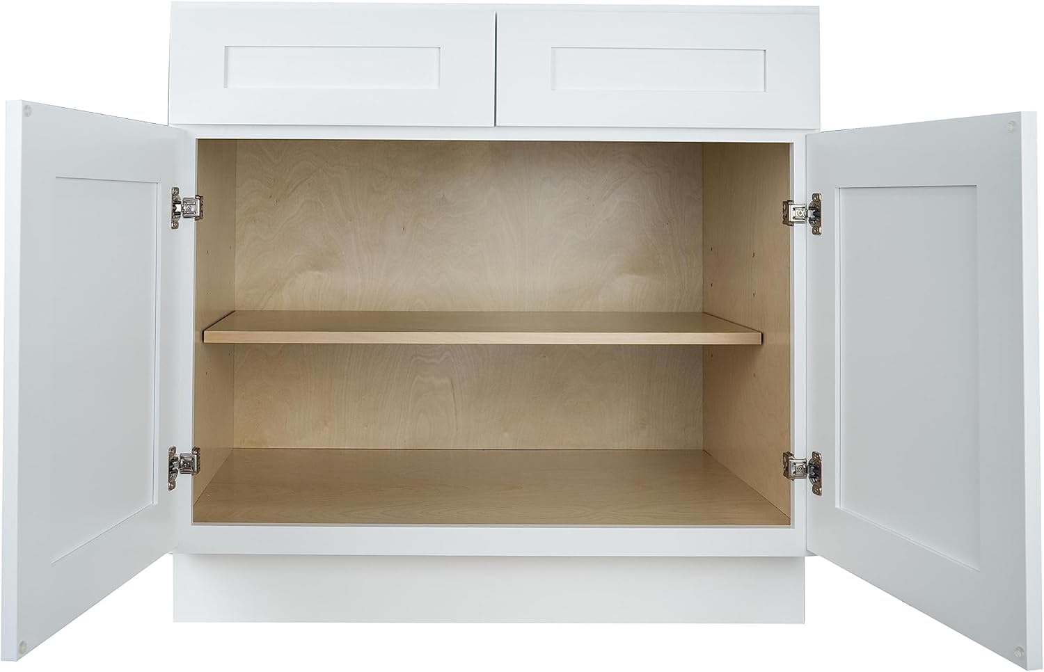 Hollywood Fabiani Design Base Kitchen Cabinet - 30 in. W x 24 in. D x 34.5 in. H, Shaker White, Solid Wood Frame, 1/2-Inch Cabinet-Grade Plywood Box, Soft-Close Door, Ready to Assemble