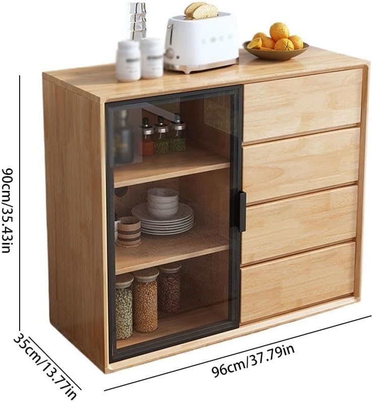 Entryway Cabinet Modern Simple Solid Wood Dining Sideboard Living Room Wall Tea Cabinet Home Kitchen Storage Locker Sideboard Storage Cabinet(A)