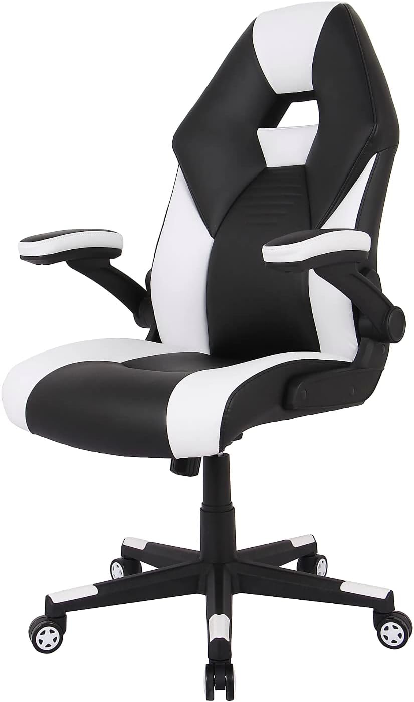 RS Gaming™ Bonded Leather High-Back Gaming Chair, White/Black