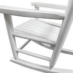 Children's Rocking Chair White, Solid Hardwood, Indoor Outdoor Use, Durable Design - Comfortable Slatted Backrest, Wide Seat, Ideal for Kids' Rooms and Patios