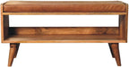Oak-ish Bench with Tan Leather Seatpad