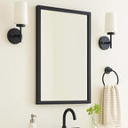 TEHOME Black Recessed Bathroom Medicine Cabinet with Mirror Squared Corner Rectangle Metal Framed Medicine Cabinet with Beveled Mirror 20x30''