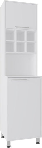 19.7" D*19.6" W*80.3" H Storage Cabinet with 6 Spice Cubbies, 2 Shelves & Single Door, Rectangular Kitchen Pantry, Modern Minimalist, for Living Room, Dining Room, White