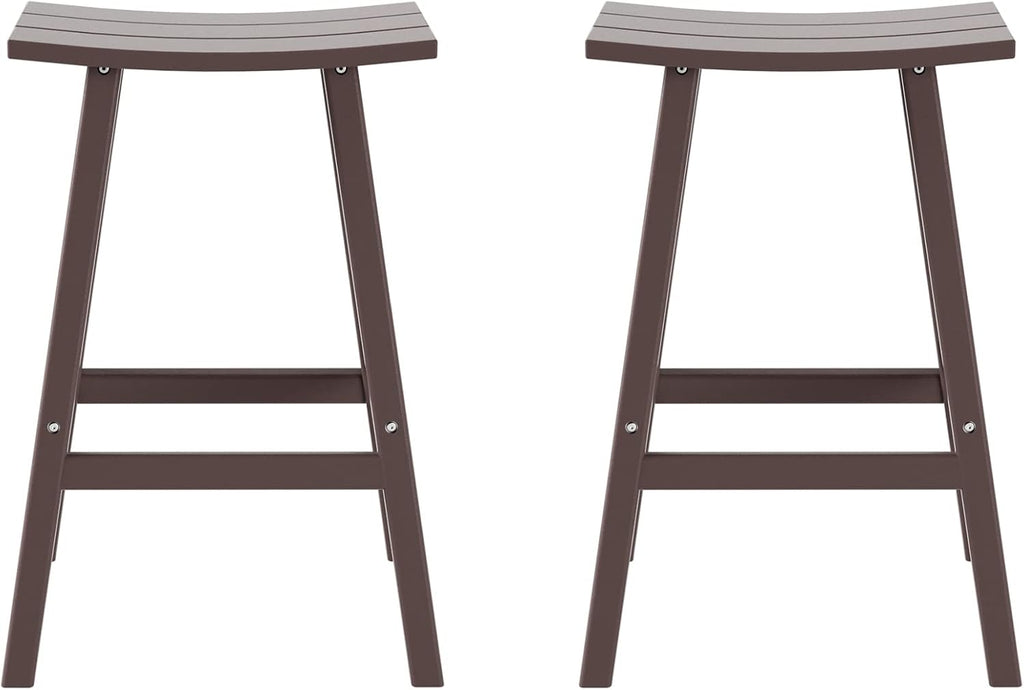 WestinTrends Malibu 2 Piece Set of 29 Height Outdoor/Patio Saddle bar stools, Dark Brown