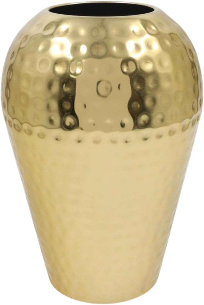 Hosley's 10" High Gold Finish Hammered Metal Vase – Elegant Gift for Floral Arrangements, Weddings, Special Events, Aromatherapy, Spa, Reiki, Meditation