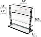 J JACKCUBE DESIGN Tea Bag Organizer Steel and Acrylic 3 Tier, 15 Compartment Tea Bags Sugar Packets Coffee Station Storage Holder for Cabinet Countertop Office (Black)- MK956A