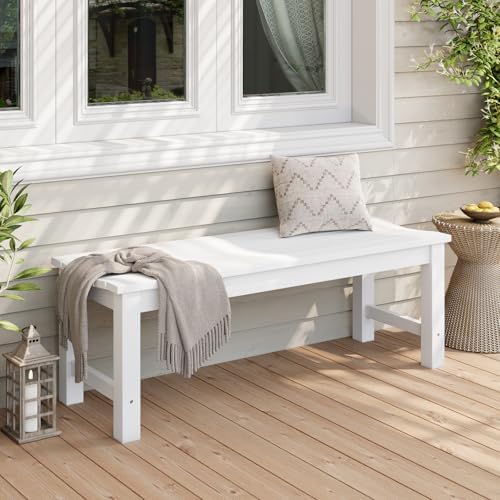 Stoog Outdoor Bench, 2-Person Patio Backless Bench, All-Weather HIPS Garden Bench with 800 lbs Weight Capacity, Never Rot or Fade, for Backyard, Porch and Park, White