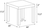 Modern Side Table 20 Inch Square End Table Wood Look Nightstand for Living Room Bedroom Small Space Waterproof Surface Easy Assembly Walnut Finish