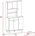 Tuhome Della 90 Kitchen Pantry, One Drawer, Multiple Cabinets, Two Open Shelves Black