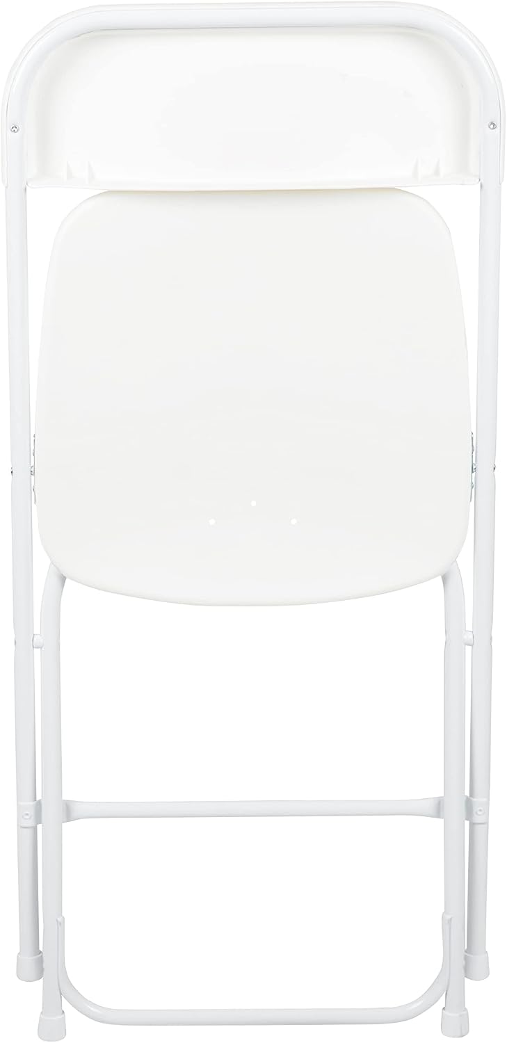 Flash Furniture Hercules Set of 10 Indoor/Outdoor Heavy-Duty Plastic Folding Chairs, Foldable Commercial Stacking Chairs with 650-lb. Static Weight Capacity, White