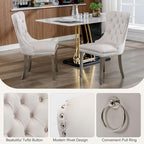 3-Piece Round Glass Dining Table Set for 2, 36" Small Kitchen Table with 2 Velvet Tufted Chairs Modern Silver Glass Dining Room Table Set for Home Kitchen Living Room