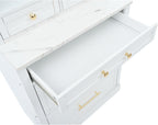 83.7” Tall Kitchen Pantry Storage Cabinet, Wooden Storage Cabinet with 5 Drawers and Adjustable Shelves, Bathroom Storage Cabinet with Open Compartments, Freestanding Cupboard for Kitchen, White