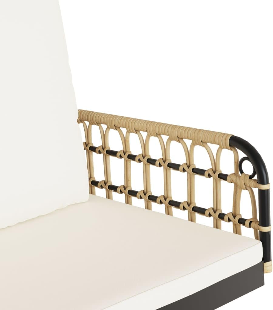 Swing Bench Brown, Black, Cream White PE Rattan, Powder-Coated Steel,Outdoor Swing Bench with Comfortable Cushions for Garden or Patio Patio Furniture